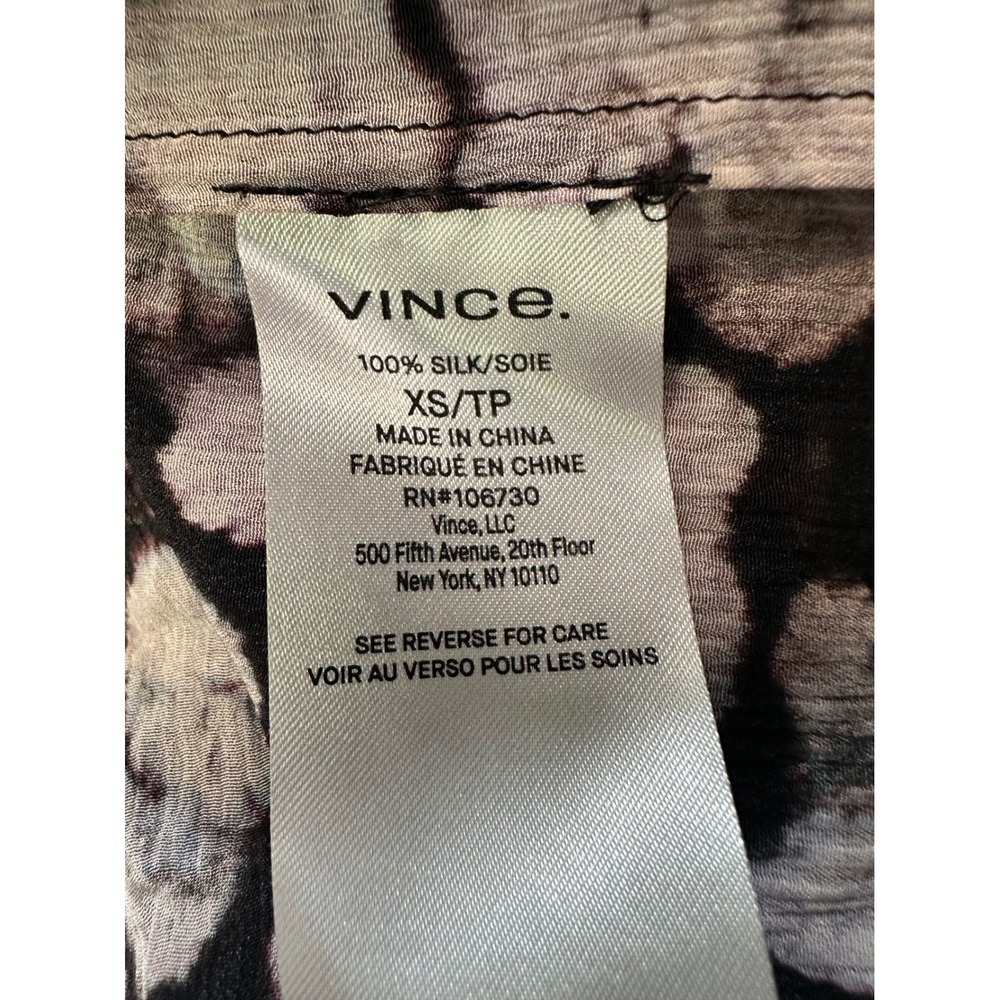 Vince Floral Print Silk Long Sleeve Button Up Blouse Top Womens XS - Picture 8 of 11
